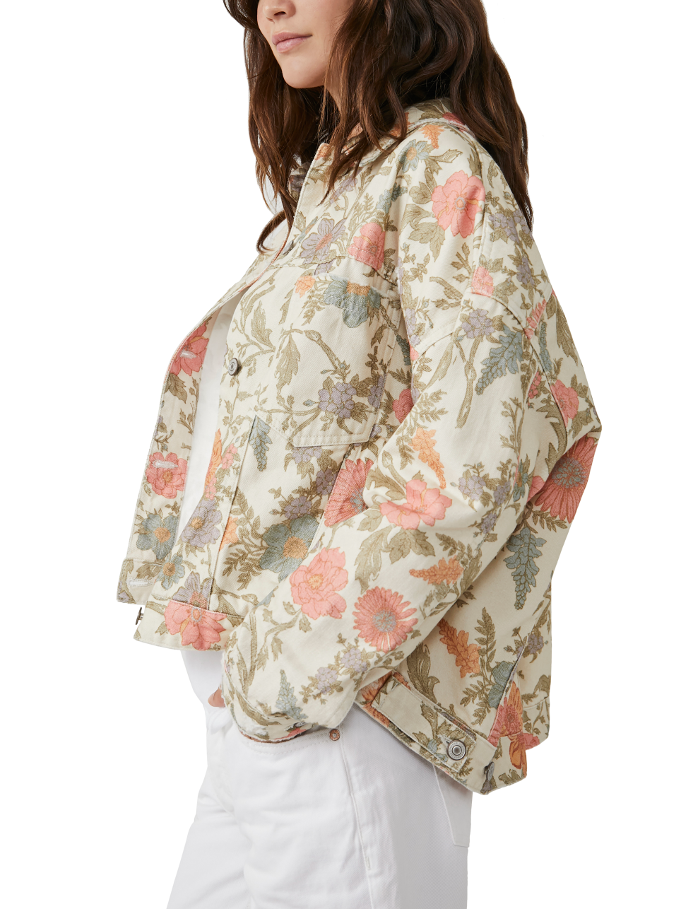 Free people floral denim on sale jacket