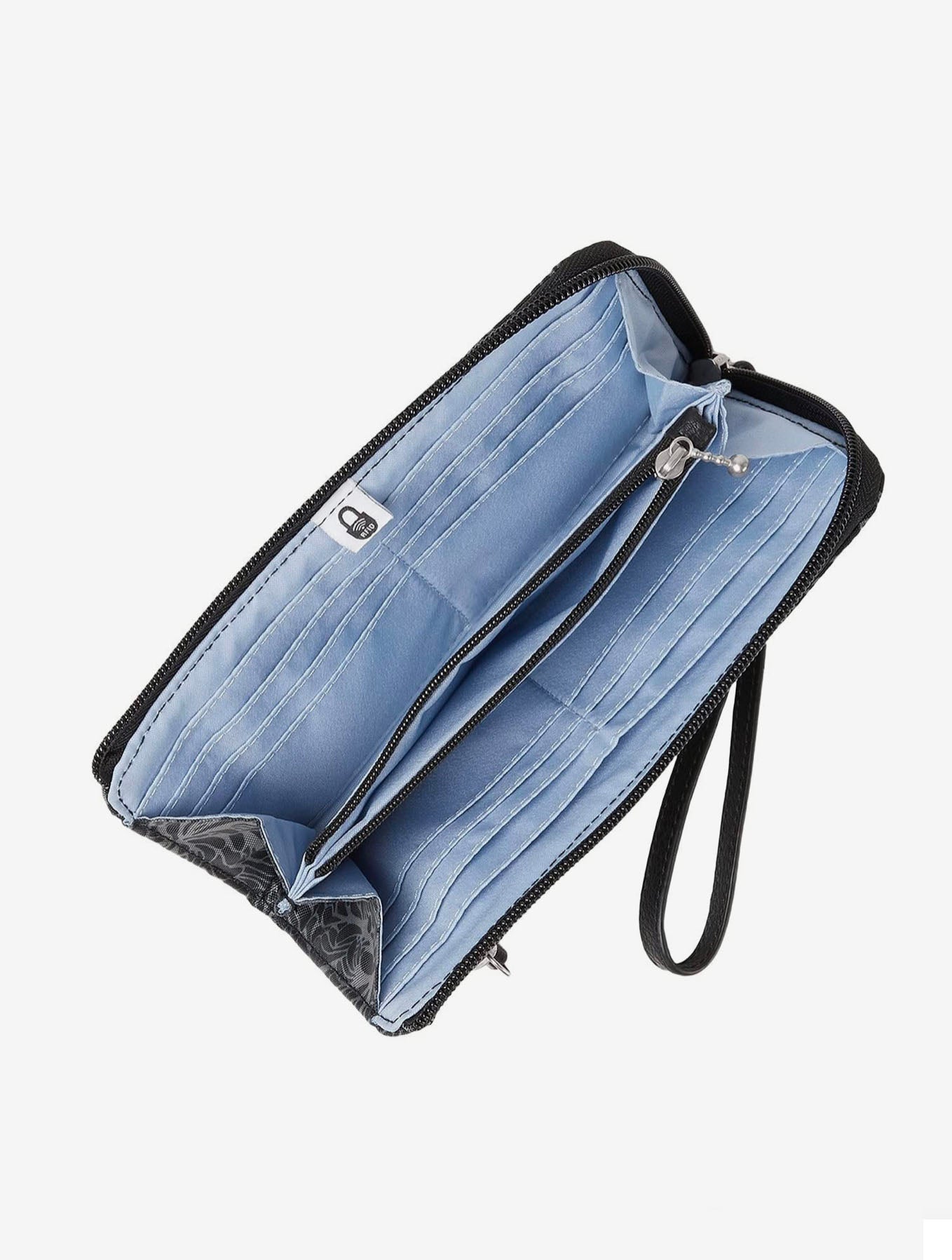 Baggallini Zip Around RFID Wallet in Midnight Blossom JAYNE Boutique