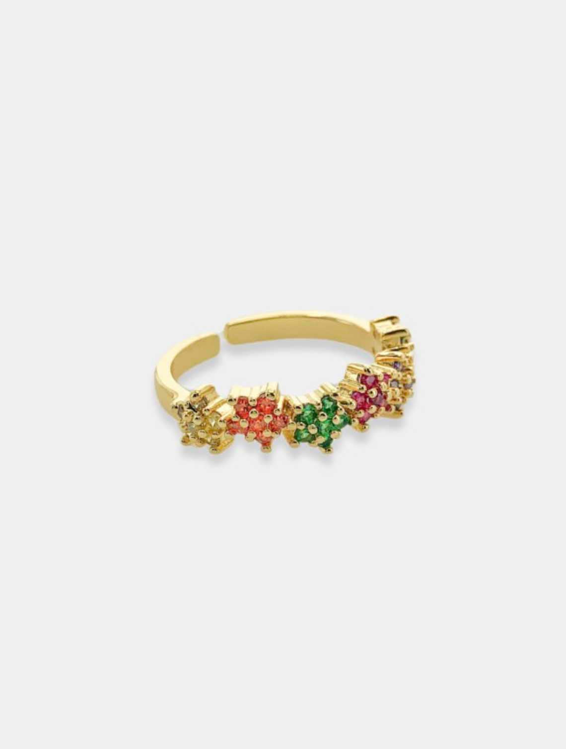 Multi Colored Flower Ring in Gold