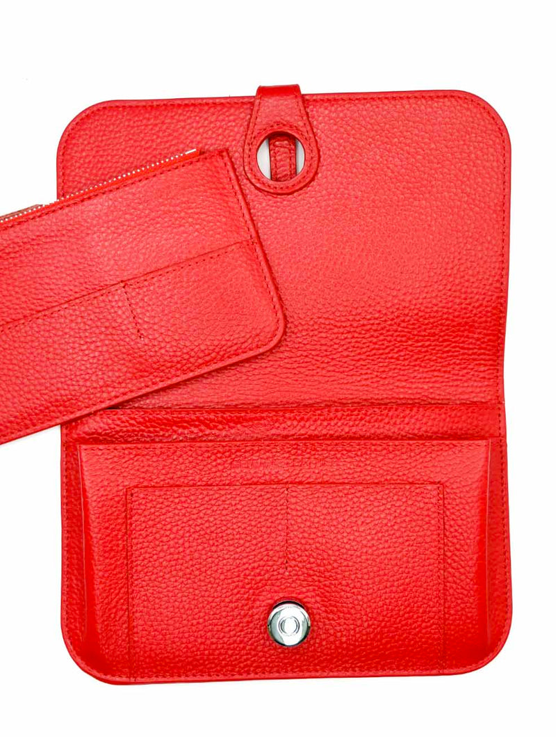 Leather Latch Wallet in Red