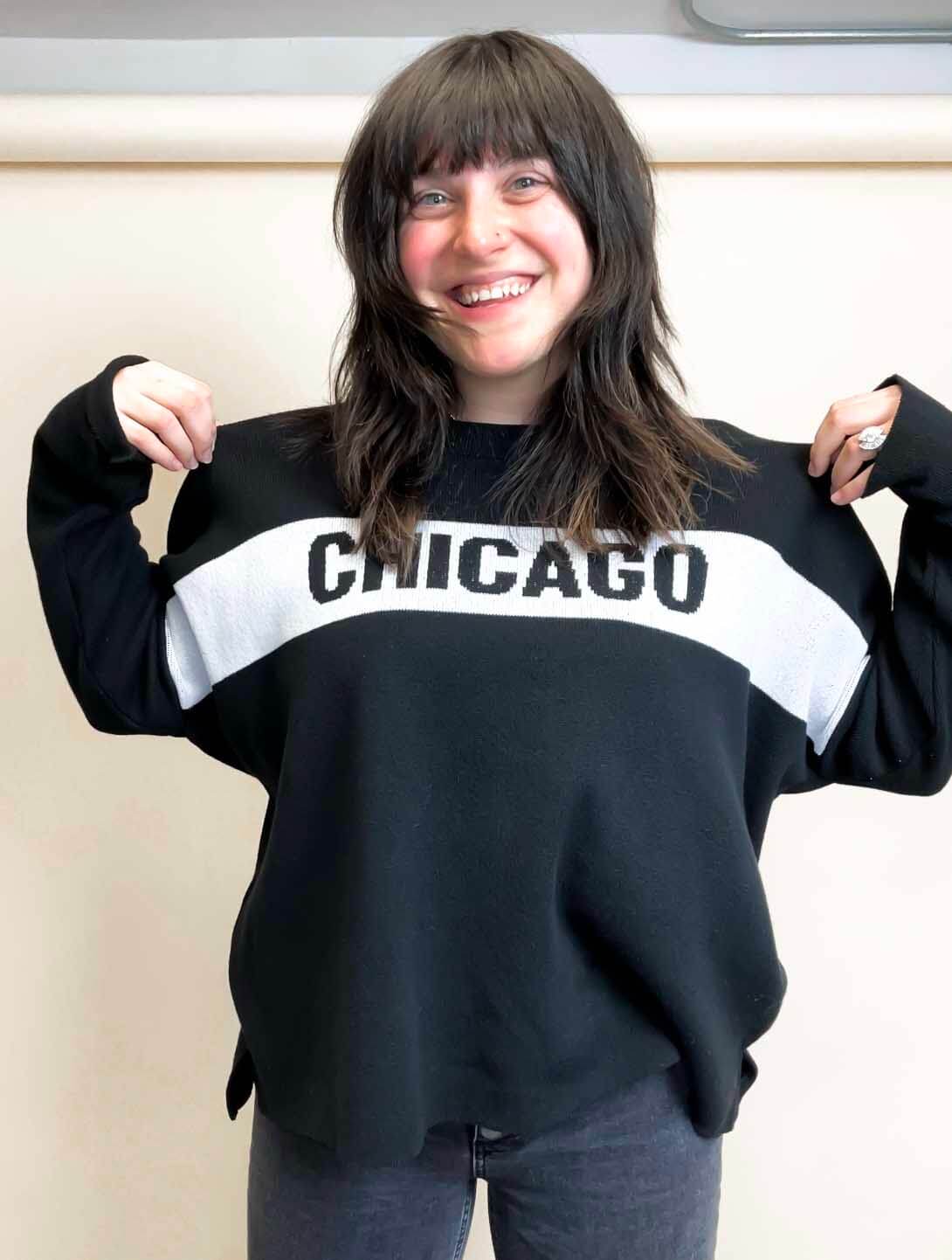 "Chicago" Stripe Sweater in Black/White