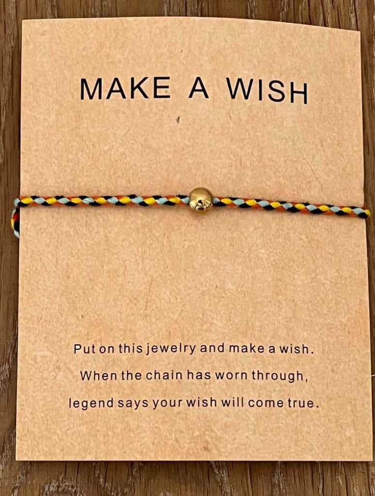 Make a Wish Drawstring Bracelet in Orange/Yellow