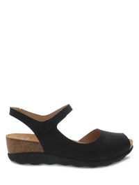 Dansko Marcy Wedge Sandal in Black Milled Nubuck 673088401320