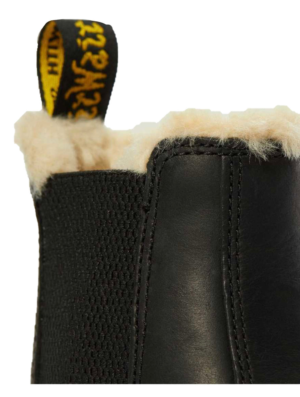 Dr. Martens 2976 Leonore Faux Fur-Lined Chelsea Boot in Black Burnished Wyoming