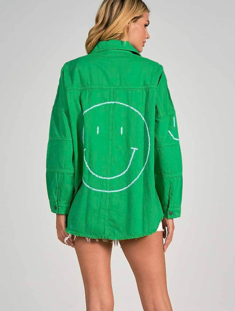 Smiley Face Shacket in Green 18234699