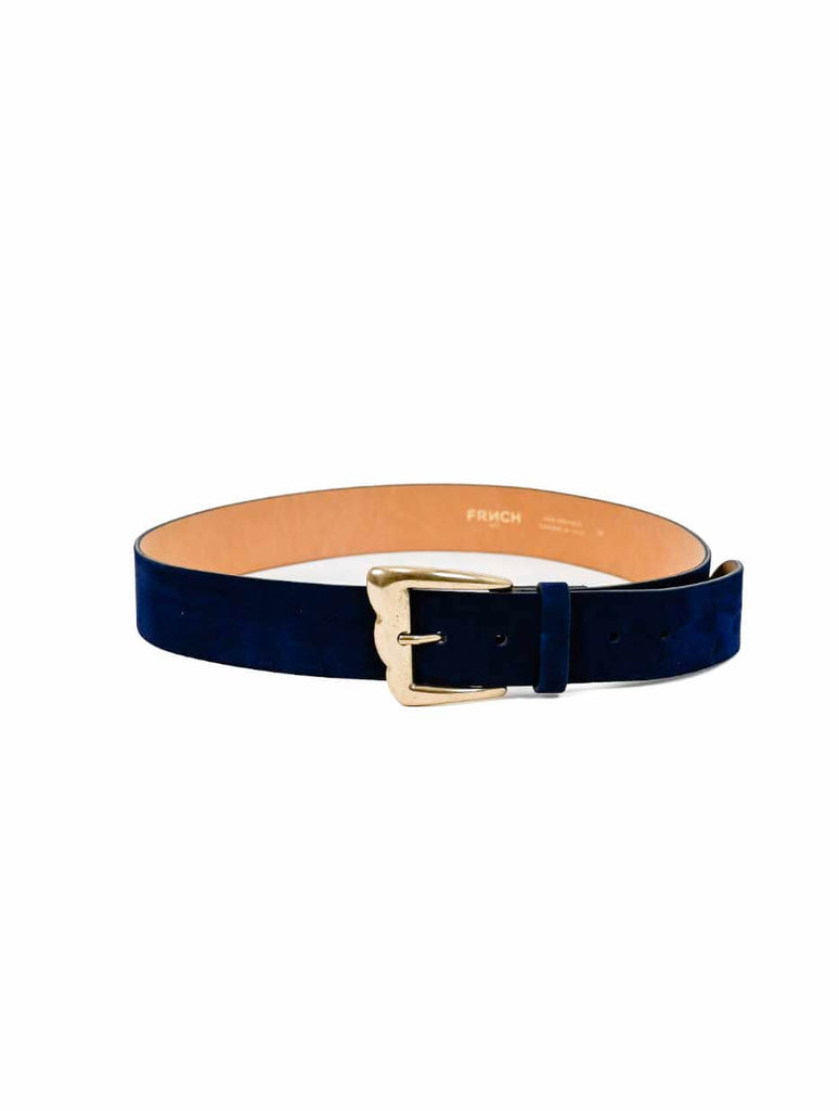 Jaelle Leather Belt in Bleu Marine