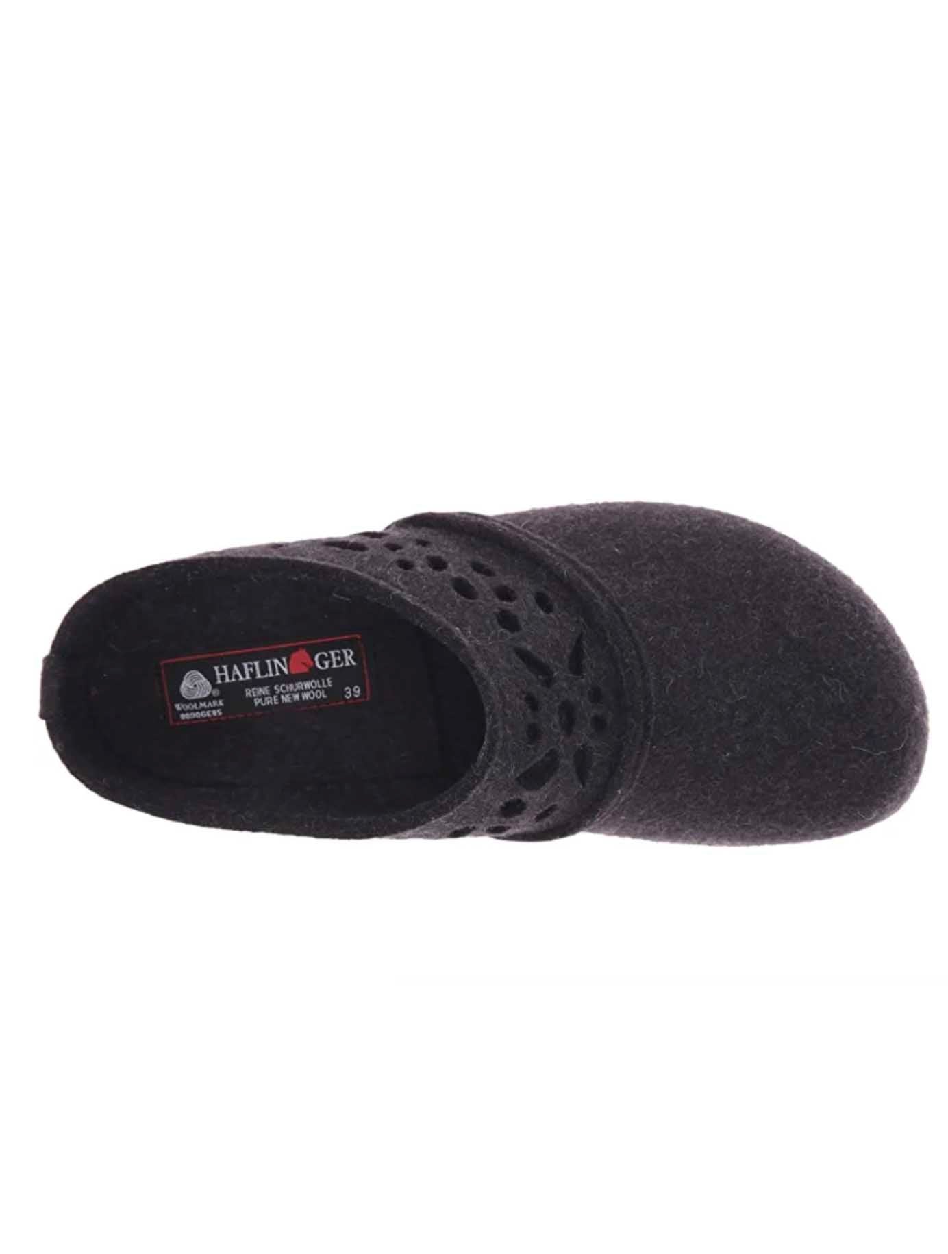 Haflinger Lacey Wool Clog in Charcoal