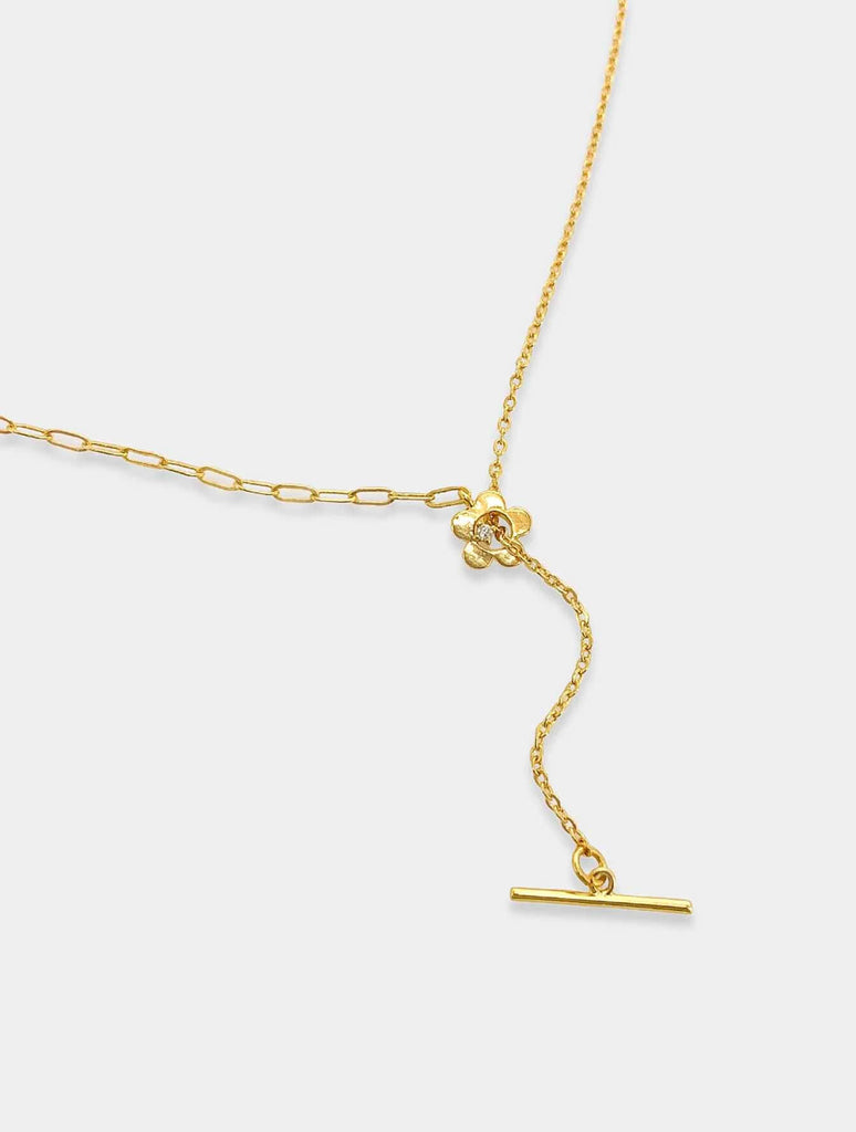 JAYNE Daisy Lariat Necklace in Gold