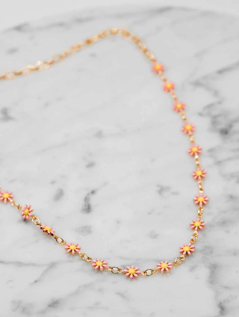 Endless Daisies Necklace in Pink