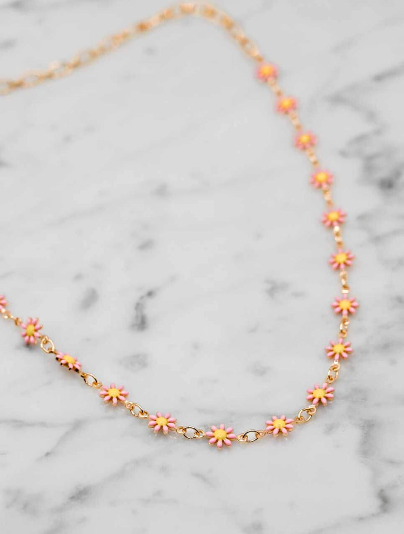 Endless Daisies Necklace in Pink