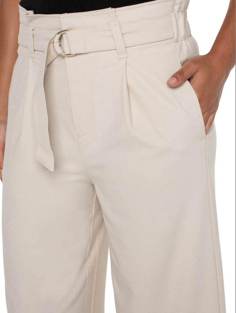 Liverpool Belted Paperbag Wide Leg Cropped Pants in Dusty Tan 00191407605223