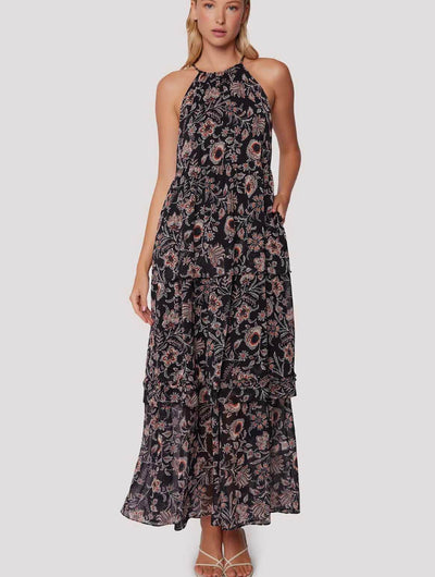 Eclipse Of The Heart Maxi Dress in Black Cream Floral 840233360645