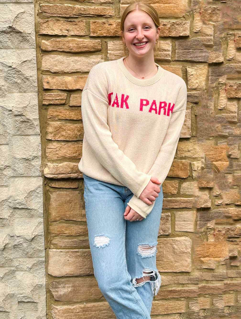 “Oak Park” Sweater in Natural/Pink
