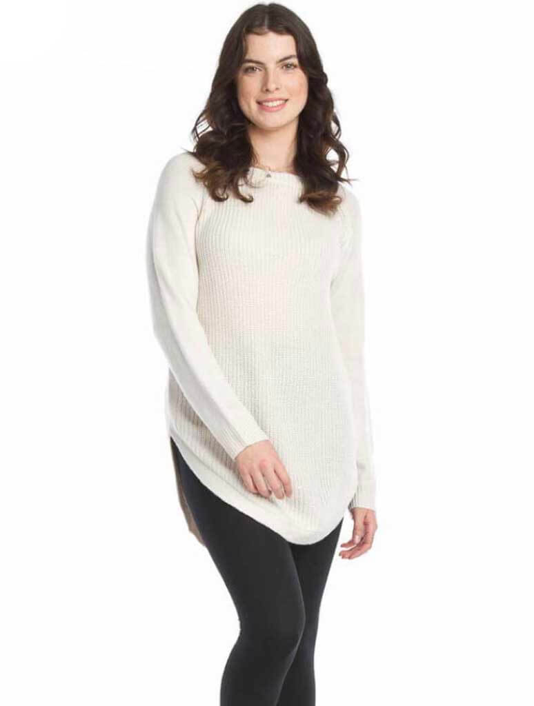 Zip Side Sweater in Cream 50723915