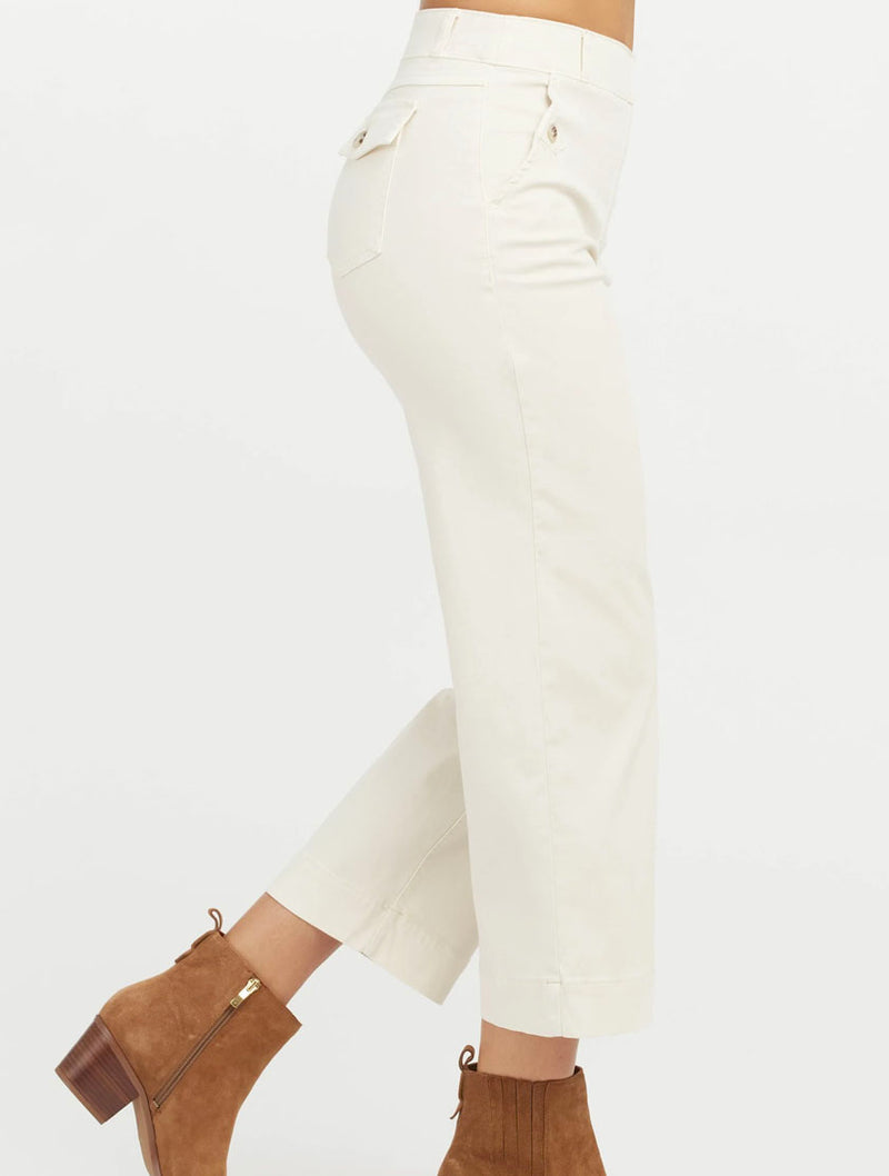 Spanx Stretch Twill Wide Leg Cropped Pant, White - RUST & Co.