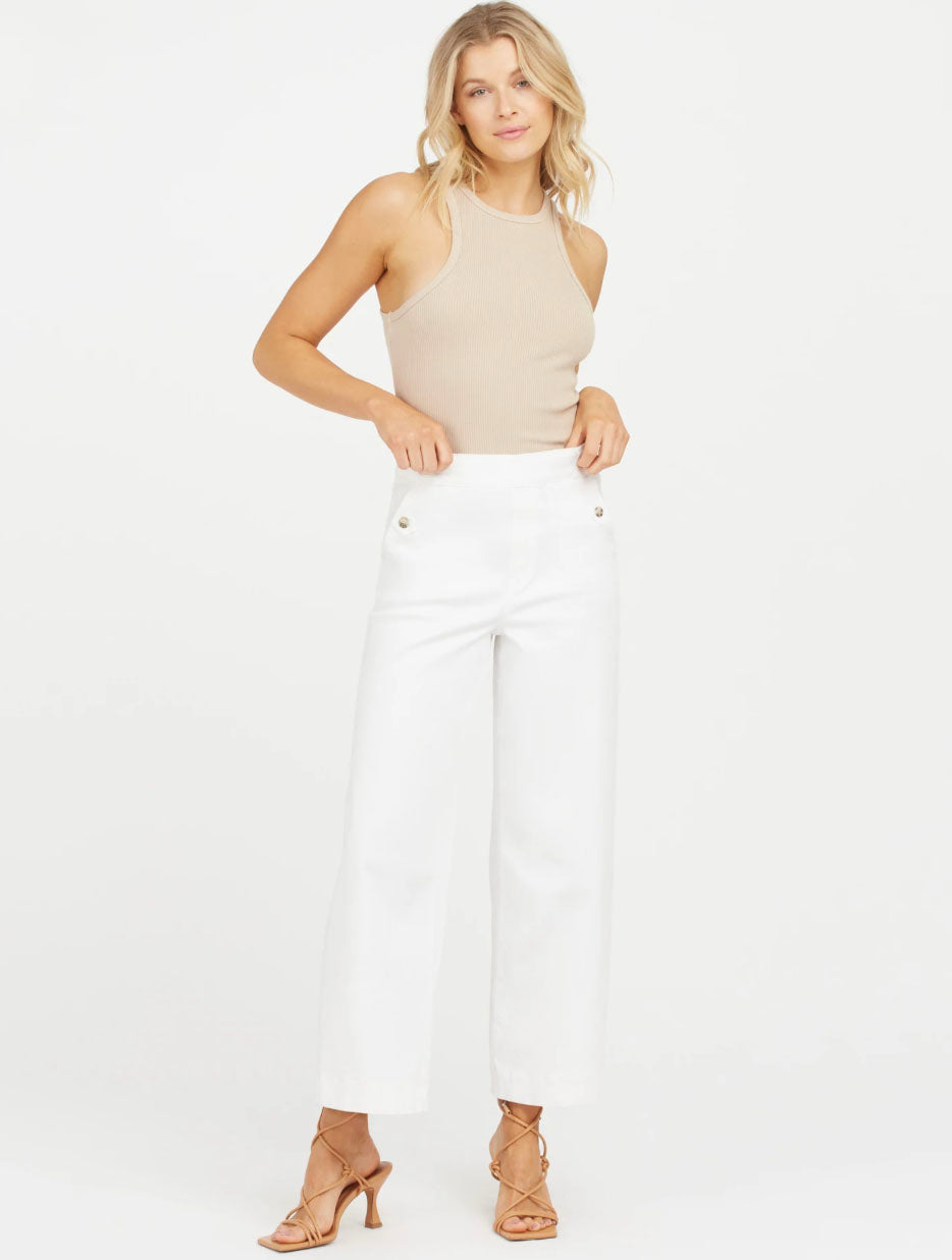 Spanx Stretch Twill Cropped Wide Leg Pant in Bright White – JAYNE