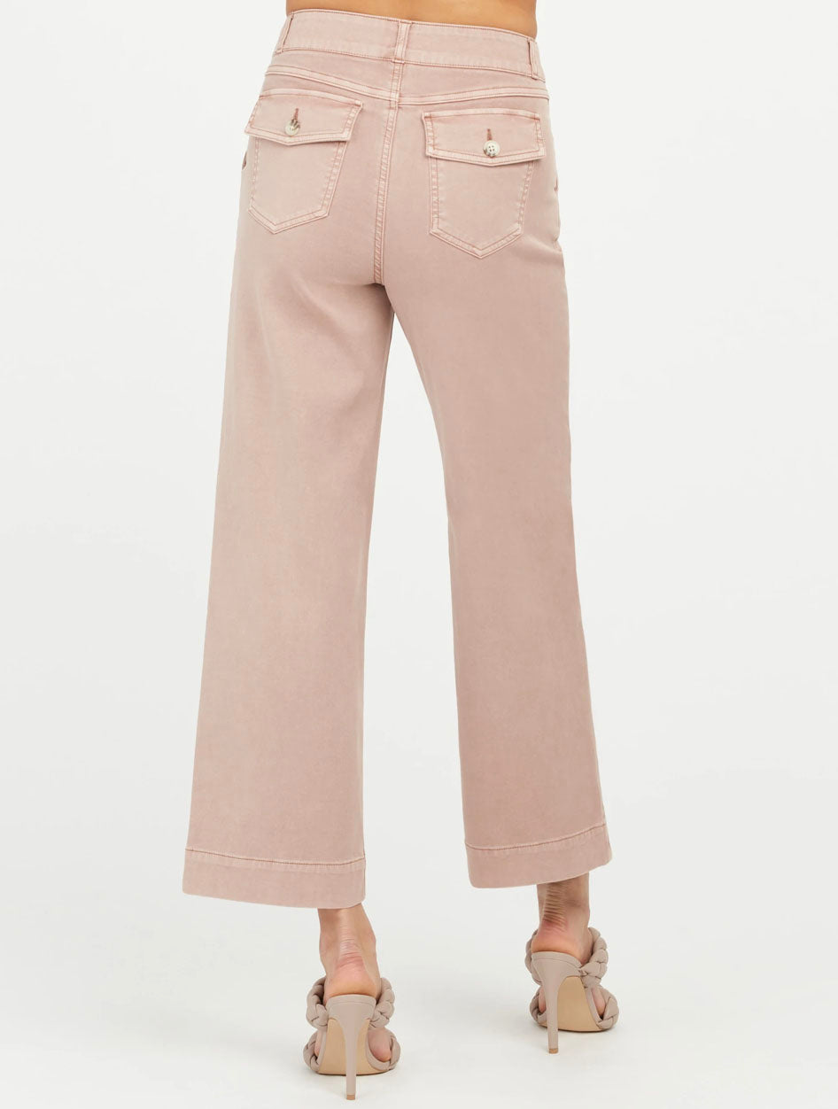 Spanx® STRETCH TWILL CROPPED WIDE LEG PANT IN DARKENED OLIVE – Love Marlow