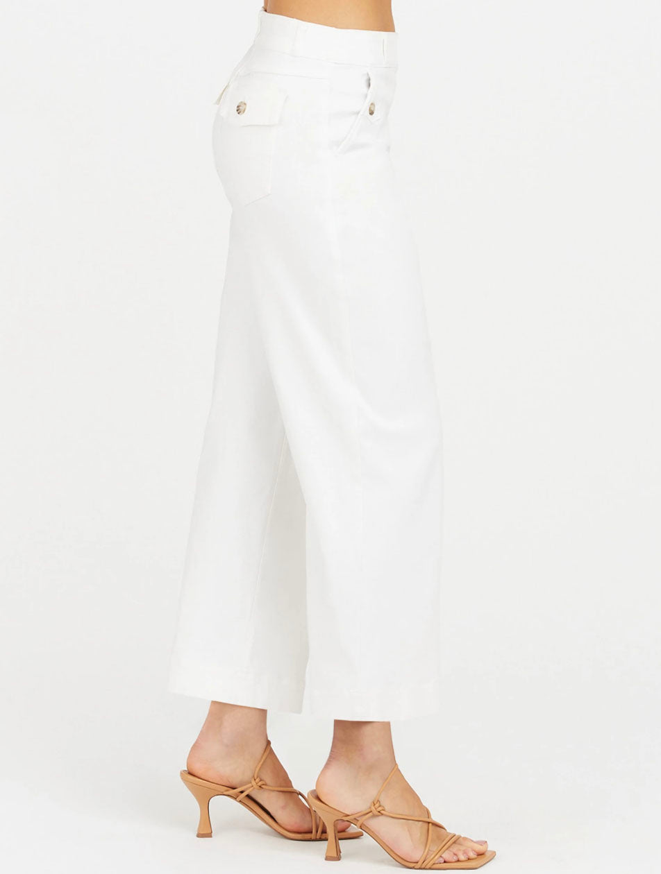Spanx Stretch Twill Cropped Wide Leg Pant in Bright White